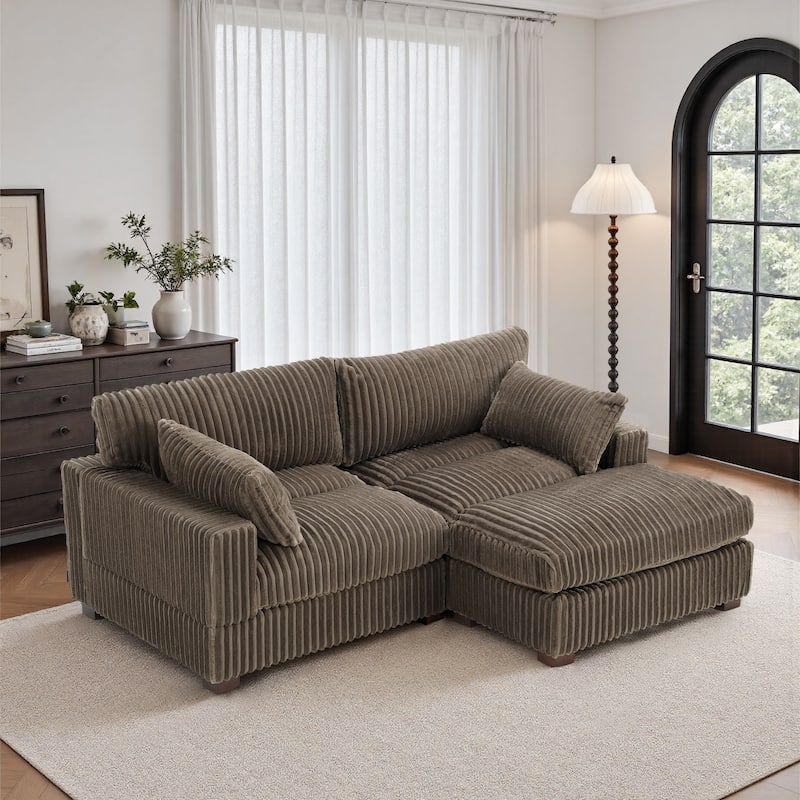 Oversized Plush Modular Sectional Sofa Couch with Ottoman