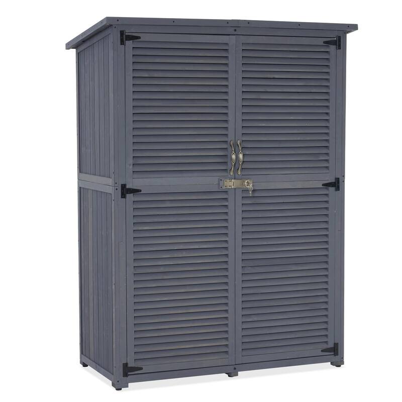 MCombo Outdoor Storage Cabinet Shed, Shuttered Doors with Lock, Wooden 0709 / 0808 / 1900