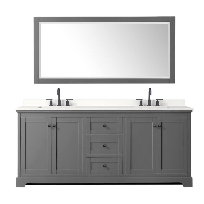 Avery 80-inch Double Vanity, Quartz Top, 70-inch Mirror