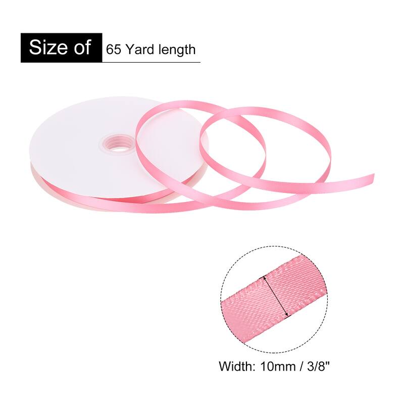 Satin Ribbon Grosgrain Valentine Solid Double Face Wedding Ribbon - Pink - 3/8" x 65 Yard