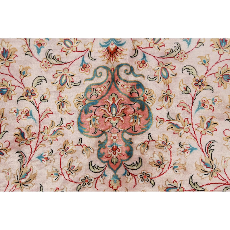 100% Qum Signed Persian Area Rug Silk Carpet - 6'5" x 9'11"