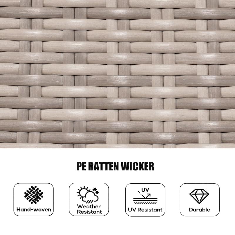 7 Pieces Outdoor Rattan Wicker Patio Round Dining Set with Cushions by Moda Furnishings