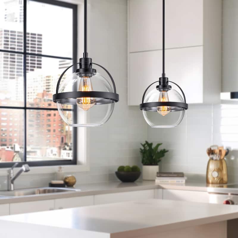 Starsky 1-Light 9in. Modern Globe Chandelier Single Glass Pendant Light(Set of 2)