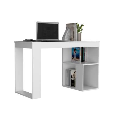Modern Writing Desk with Two Shelves for Home Office