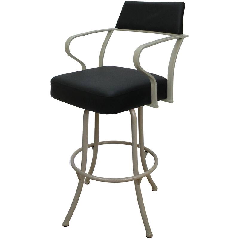 Carolina Extra Tall 34" Swivel Metal Spectator Bar Stool - 34" Seat Height - Black Vinyl - Beige