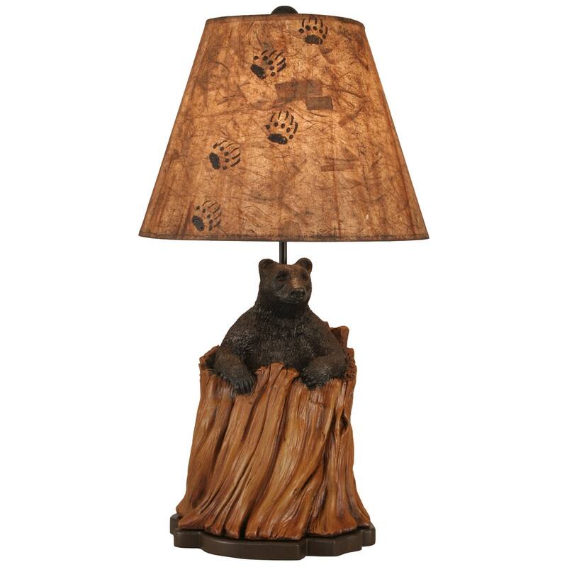 Rustic Bear in Stump Table Lamp - Kodiak and Honey