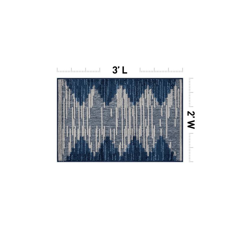 World Rug Gallery Indoor/Outdoor High-Low Textured Area Rug, Geometric Easy-Clean Patio Rug