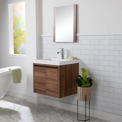 Kelby 24.5" 2-Door Floating Bathroom Vanity With White Sink Top