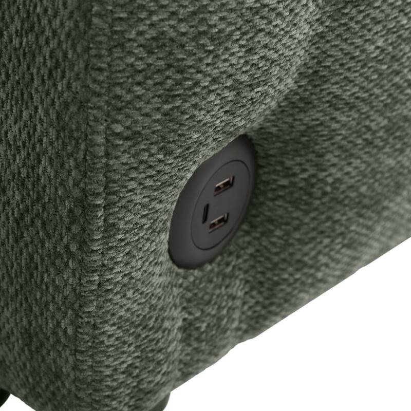 Anmytek Green 52.8 Inch Tufted Loveseat Pull-out Sofa Bed with Adjustable Backrest 3 USB Ports 2 Lumbar Pillows