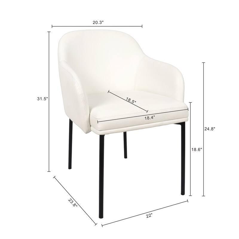 Manhattan Comfort Loft Vegan Leather Metal Armchair - Set of 2