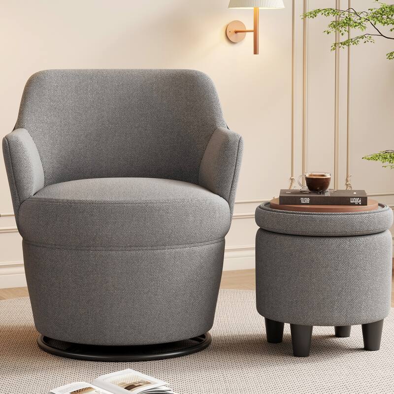 Swivel Accent Chair with Ottoman