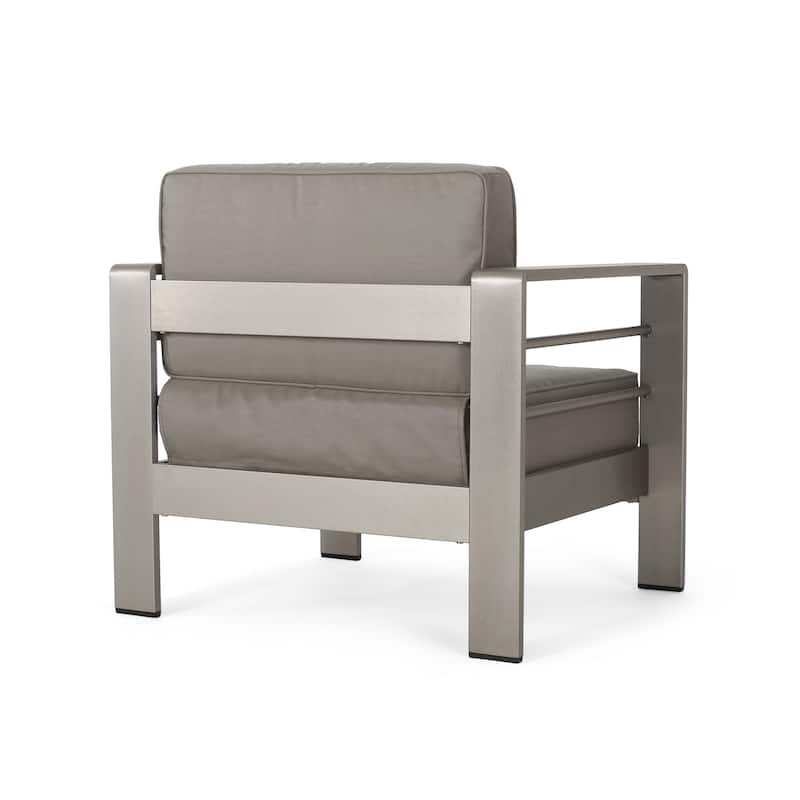 Cape Coral Aluminum and Sunbrella Outdoor 5 Seater Chat Set with Cushions by Christopher Knight Home