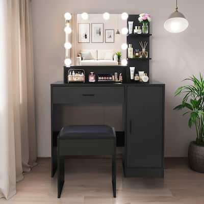 Vanity Desk with Mirror and Lights