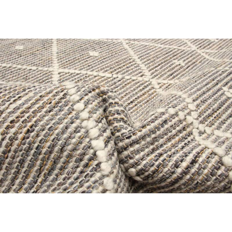 ECARPETGALLERY Braid weave Sienna Grey Wool Rug - 5'2 x 7'6