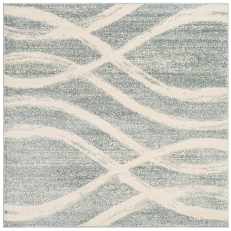 SAFAVIEH Adirondack Lelia Modern Abstract Distressed Rug - 6' Square - Cream/Slate