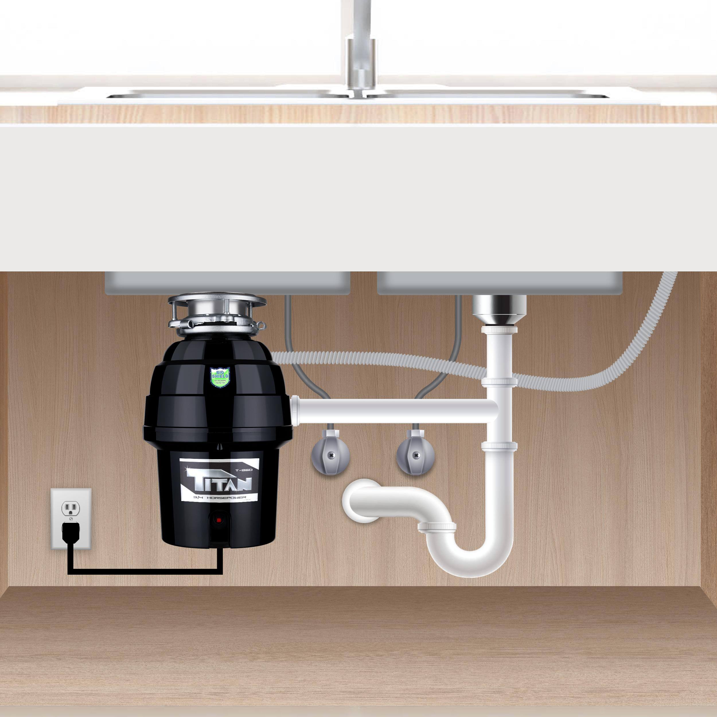 TITAN ¾ HP Deluxe Garbage Disposal with Stainless Steel Sink Flange 3