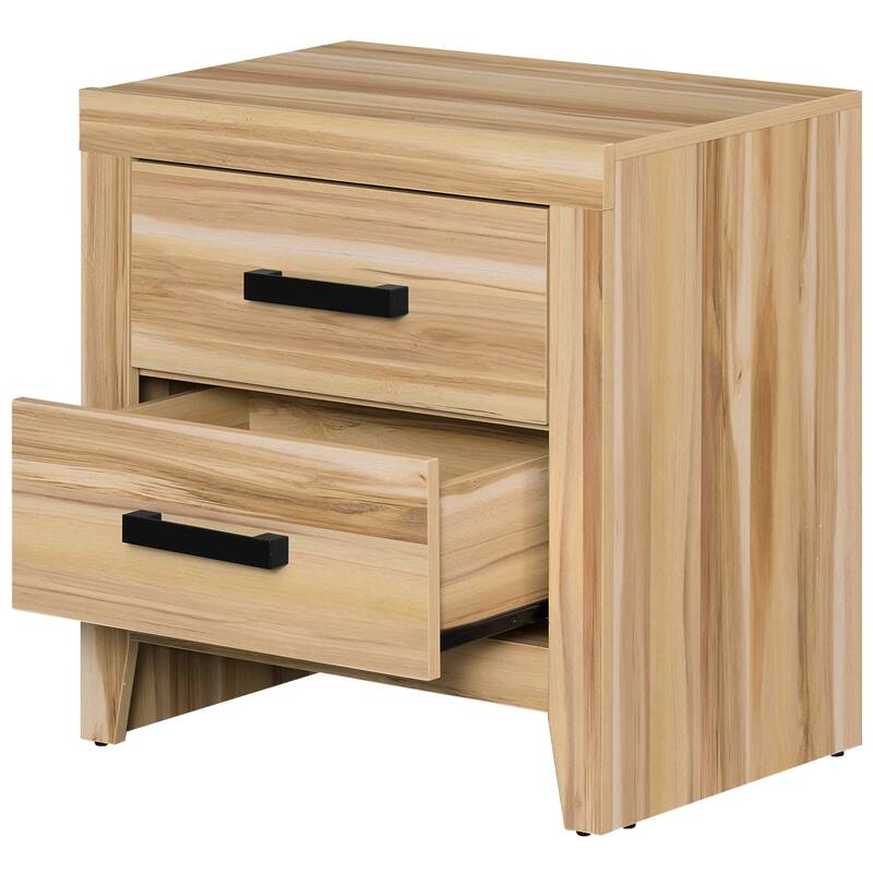 WAMPAT Farmhouse End Table with 2 Storage Drawers - Rustic Brown Accent Table for Bedroom & Living Room