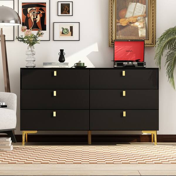 slim fit dress slacks Aida Vanity Dresser Black w/Gold – Casa Eleganza Furniture & Mattress main image 1