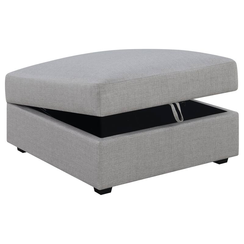Austin Grey Square Upholstered Storage Ottoman - Grey