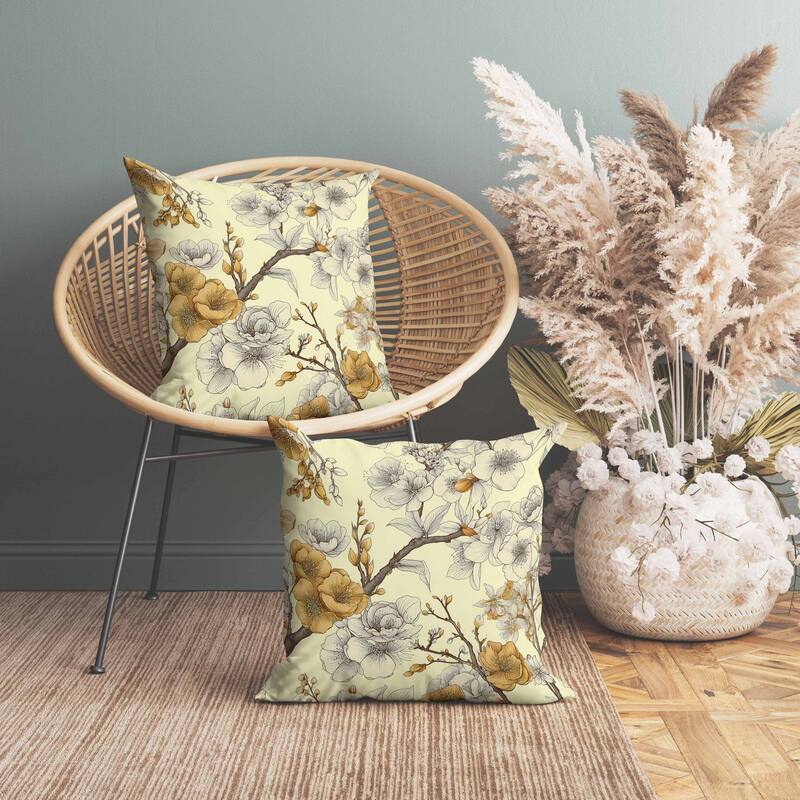 Petal Poetry Faux Suede Reversible Throw Pillow Yellow and Orange