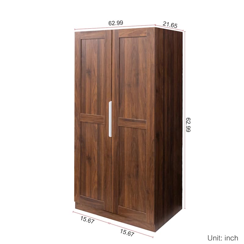 62.99in Kitchen Pantry Cabinet, Walnut Freestanding Buffet Cupboards Sideboard with Doors & Shelves