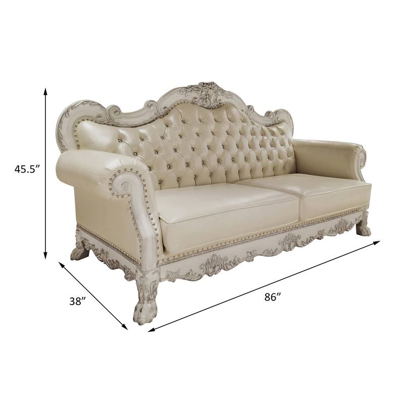 Adison Pear White and Bone White Sofa with 4-Pillow