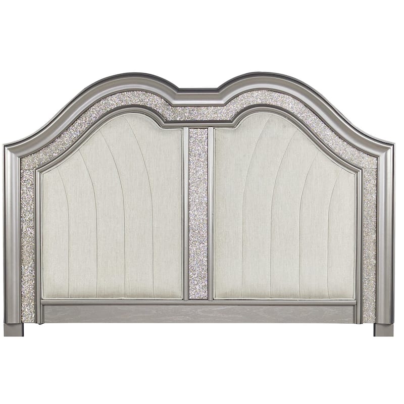 Traditional Style 1pc Bed Set Upholstered Headboard And Footboard Light Gray Finish