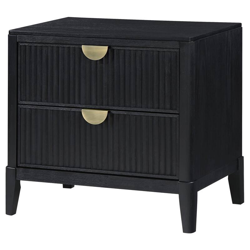 Wirebrushed Black 2 Drawer 18 in. W Nightstand with Sturdy Hardware and Ample Storage