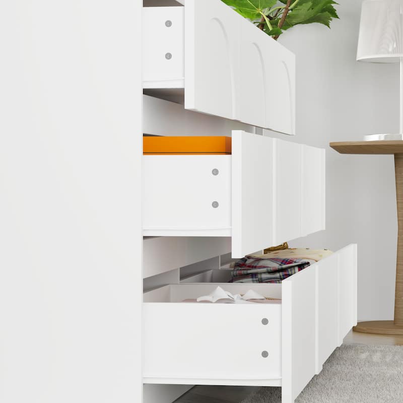 White 9-Drawer Chest of Drawers with Stylish Design and Anti-Tip Feature