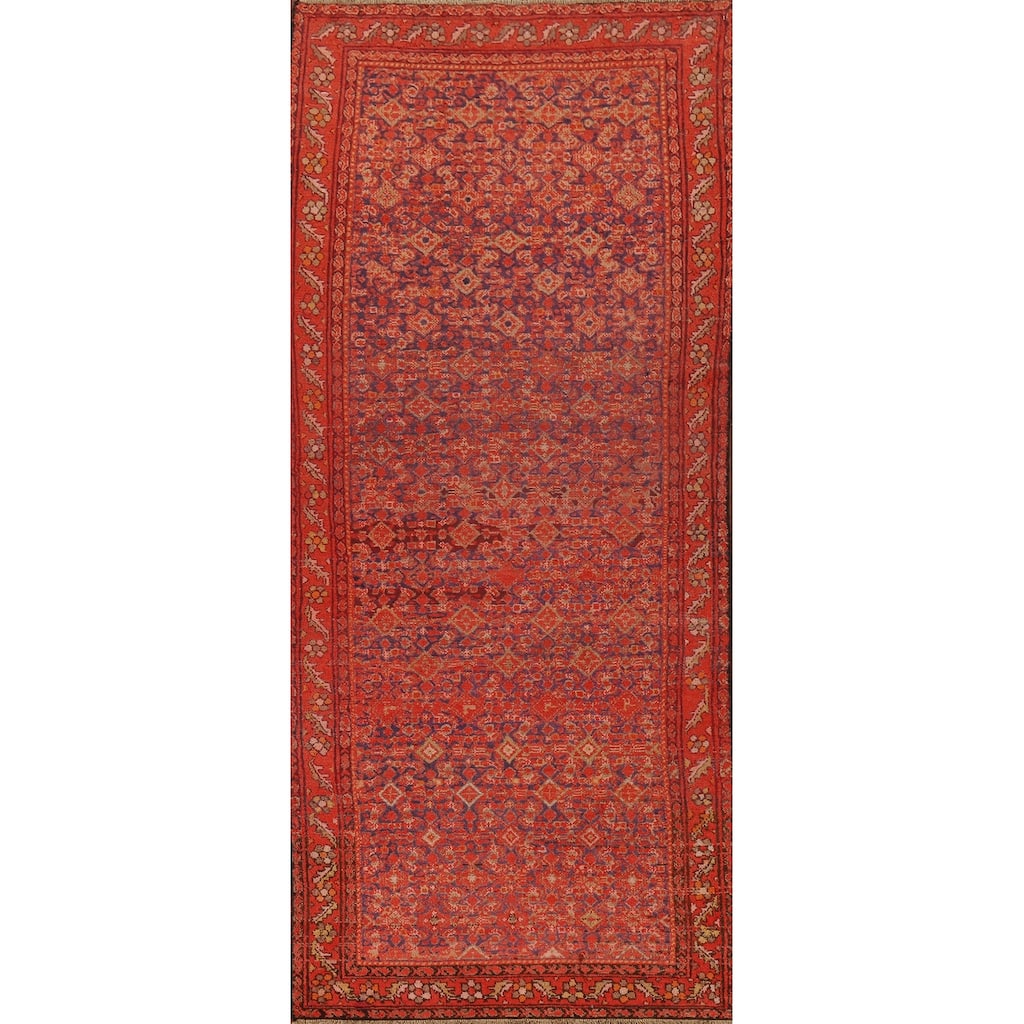 Geometric Malayer Antique Persian Runner Rug Handmade Wool Carpet - 3'3" x 9'2"