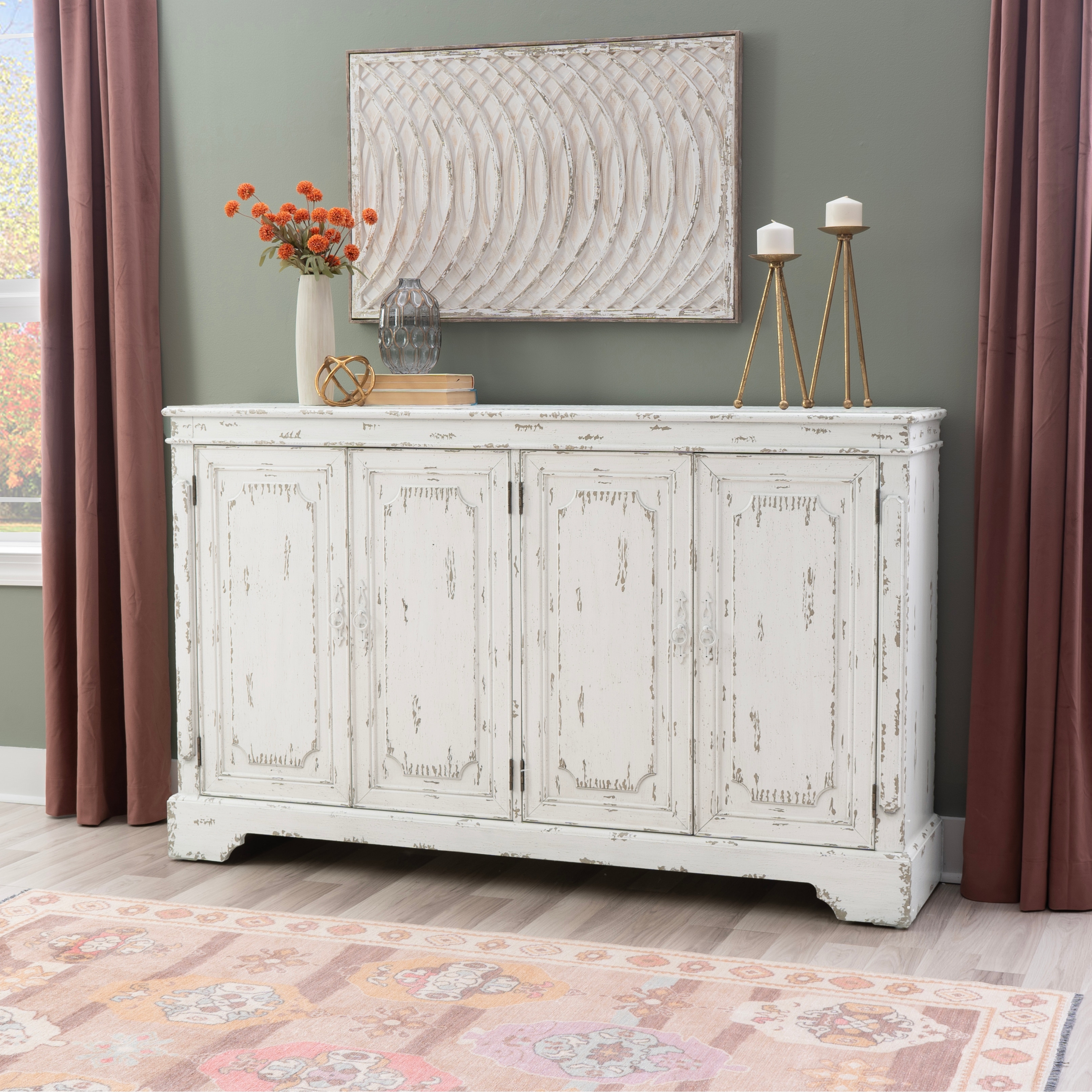 Coast to Coast Judith Distressed 4 Door Credenza