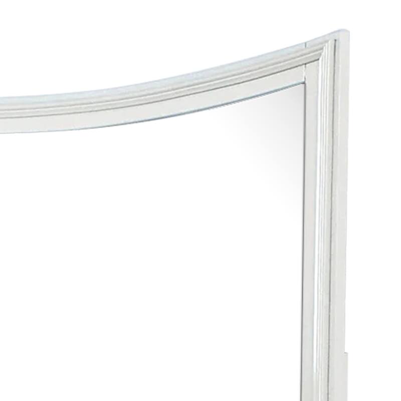 Kiki Dresser Mirror, Curved Crown Molded Details, White Solid Wood