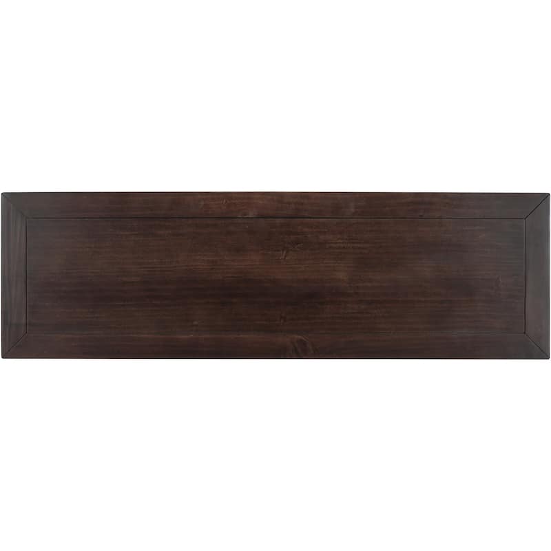 Solid Wood Living Room Console Table, Classic Retro Storage Entryway Sofa Table with 3 Top Drawers and Open Bottom Shelf