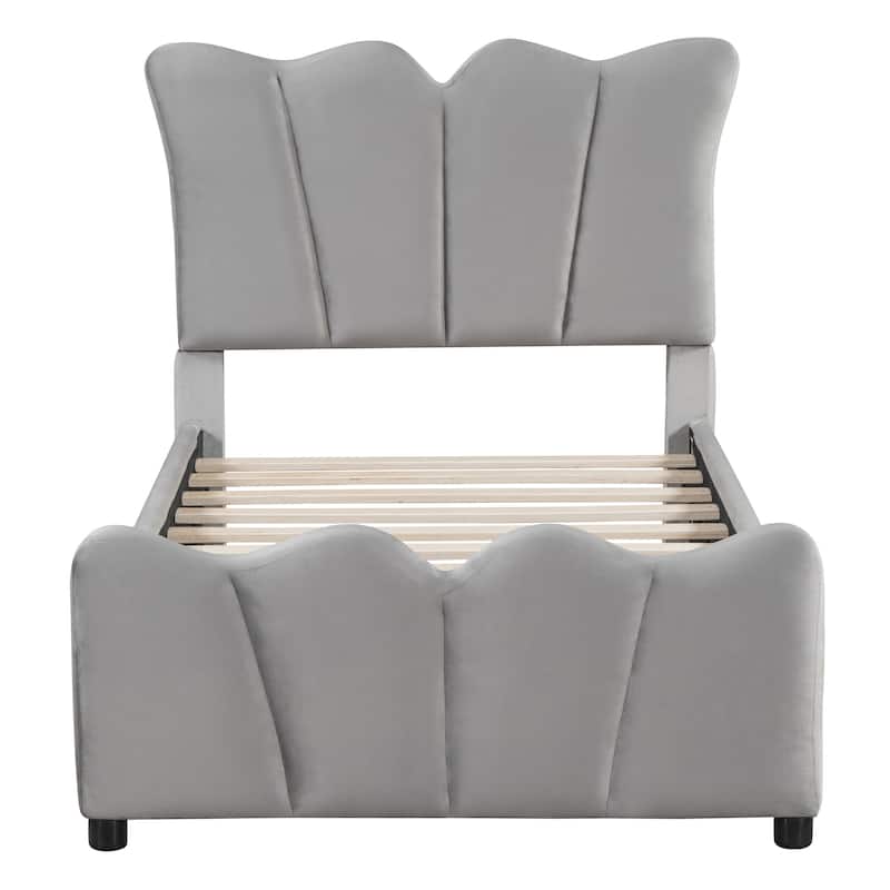 Twin Size Velvet Upholstered Platform Bed