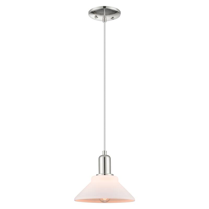 Innovations Lighting Endless Possibilities Arcadia - Orwell - 1 Light 8" Cord Hung Mini Pendant - Polished Nickel/Matte White