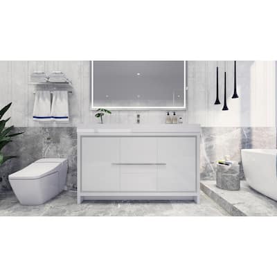 Dove 60'' Freestanding Vanity with Single Reinforced Acrylic Sink