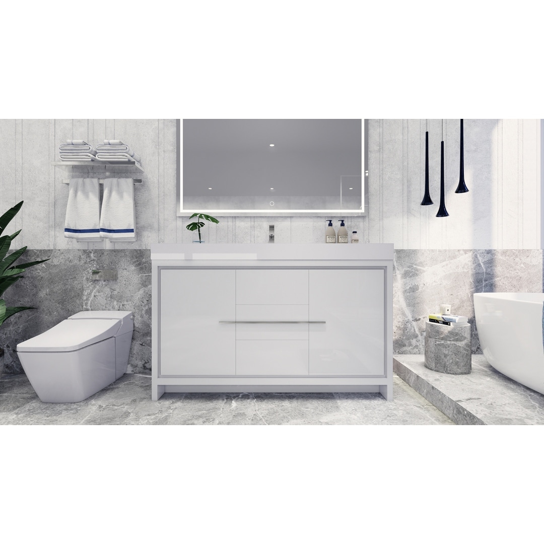 Dove 60'' Freestanding Vanity with Single Reinforced Acrylic Sink