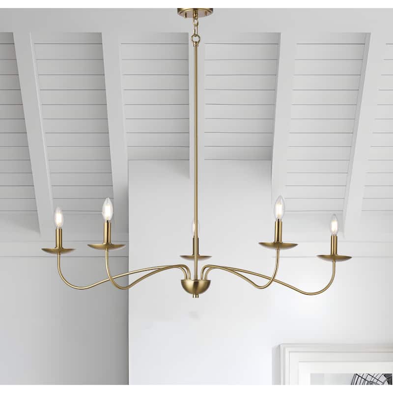 Meridian 5-Light Brushed Brass Chandelier with Candlestick Arms - Brass