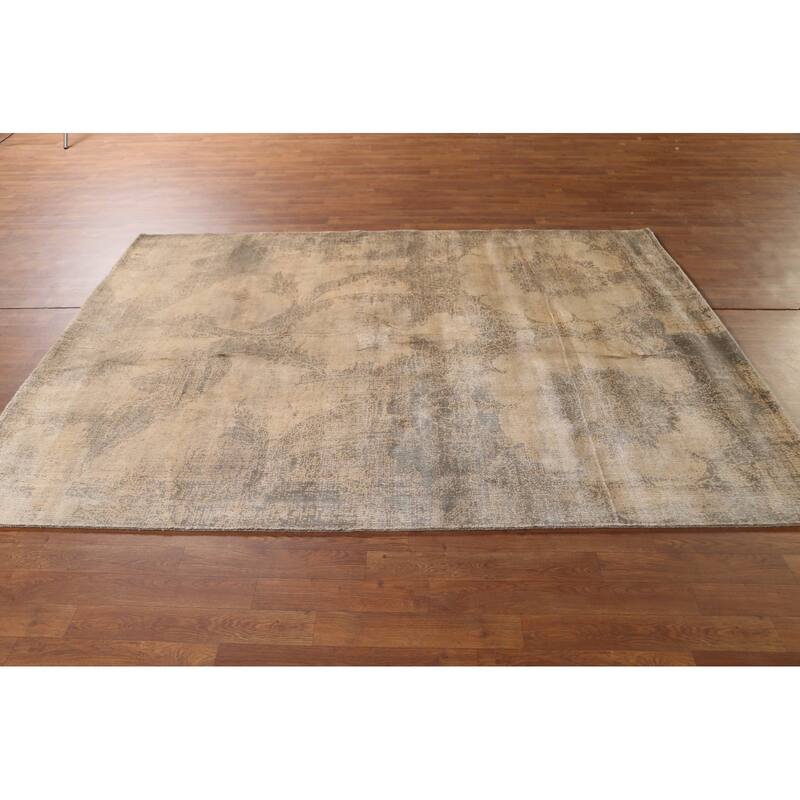 Yellow Abstract Modern Area Rug Handmade Wool Carpet - 5'8"x 7'11"
