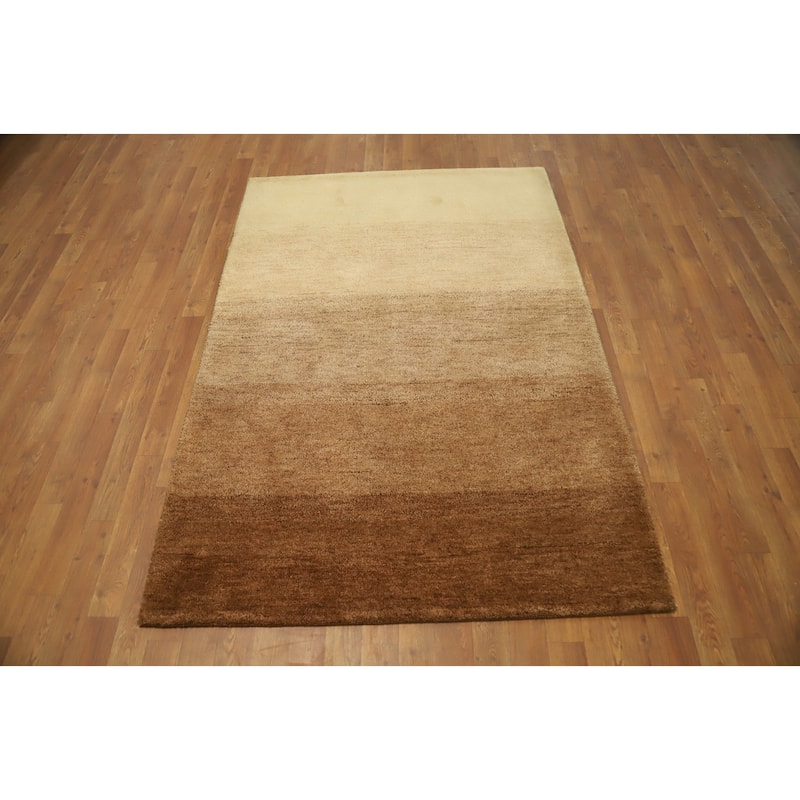 Hand Knotted Oriental 100% Wool Carpet Modern Modern Brown Gabbeh Area Rug - 6' 0'' X 4' 2''