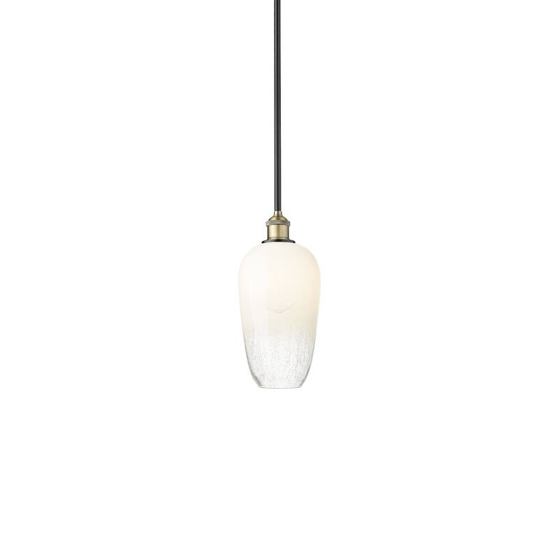 Innovations Lighting 616-1S-15-7 Brookhaven Flute Pendant Brookhaven - Black Antique Brass / Opal