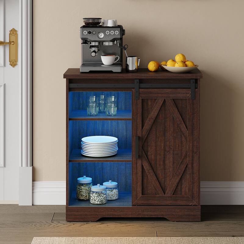 WAMPAT Farmhouse Coffee Bar Cabinet Storage Sideboard