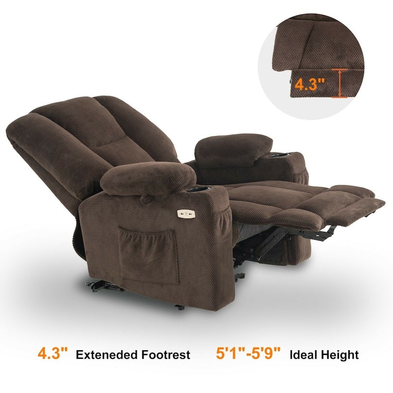 MCombo Electric Power Recliner Chair with Massage & Heat, Plush Fabric 8015