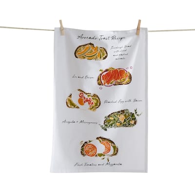 Avocado Toast Recipe Dishtowel Multicolor Cotton Kitchen Towel 26x18 Machine Wash Everyday Use