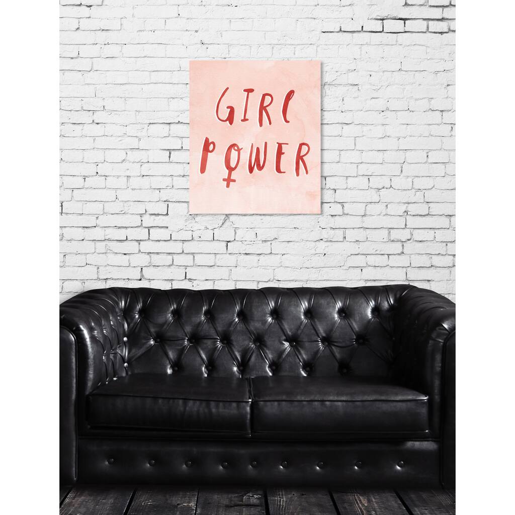 Oliver Gal 'Girl Power' Typography and Quotes Wall Art Canvas Print - Pink, Red