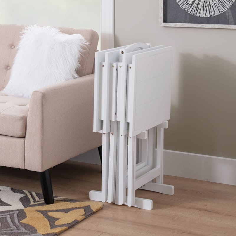 4-Piece Folding Tray Table Set - 26.5" - White