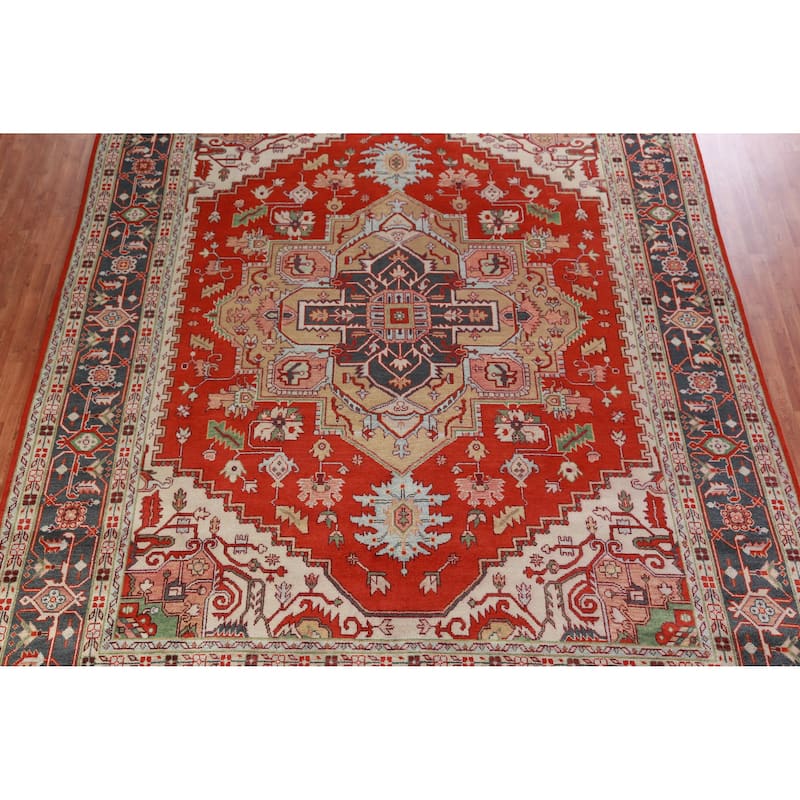 Palace Size Heriz Serapi Oriental Rug Hand-Knotted Wool Carpet - 11'7" x 14'11"