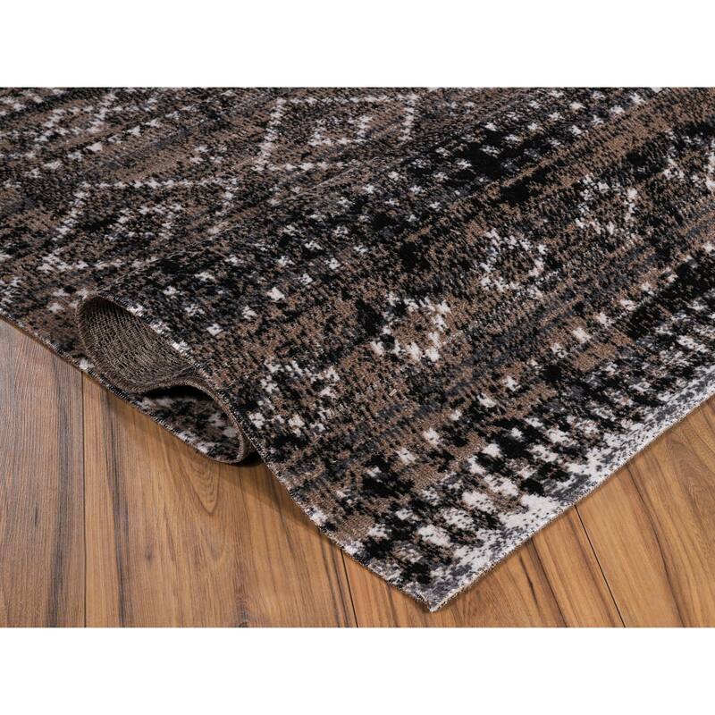 Desire Collection Abstract Brown/Black Area Rug