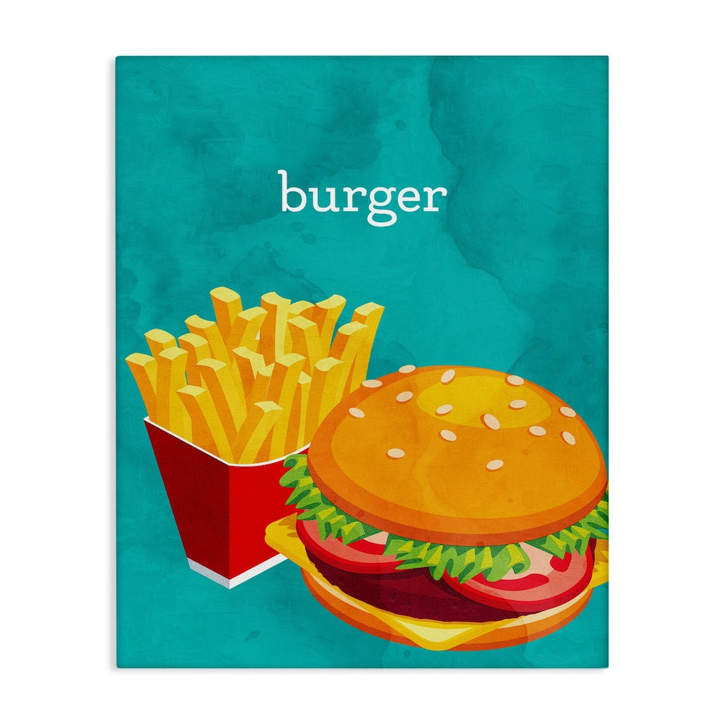 Stupell Satisfying Burger & Fries Canvas Wall Art Design By Kim Allen