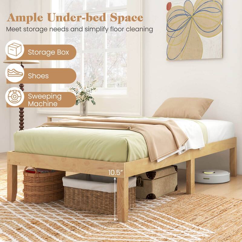Costway Twin/Full/Queen Size Wooden Platform Bed Frame 14" with Rubber